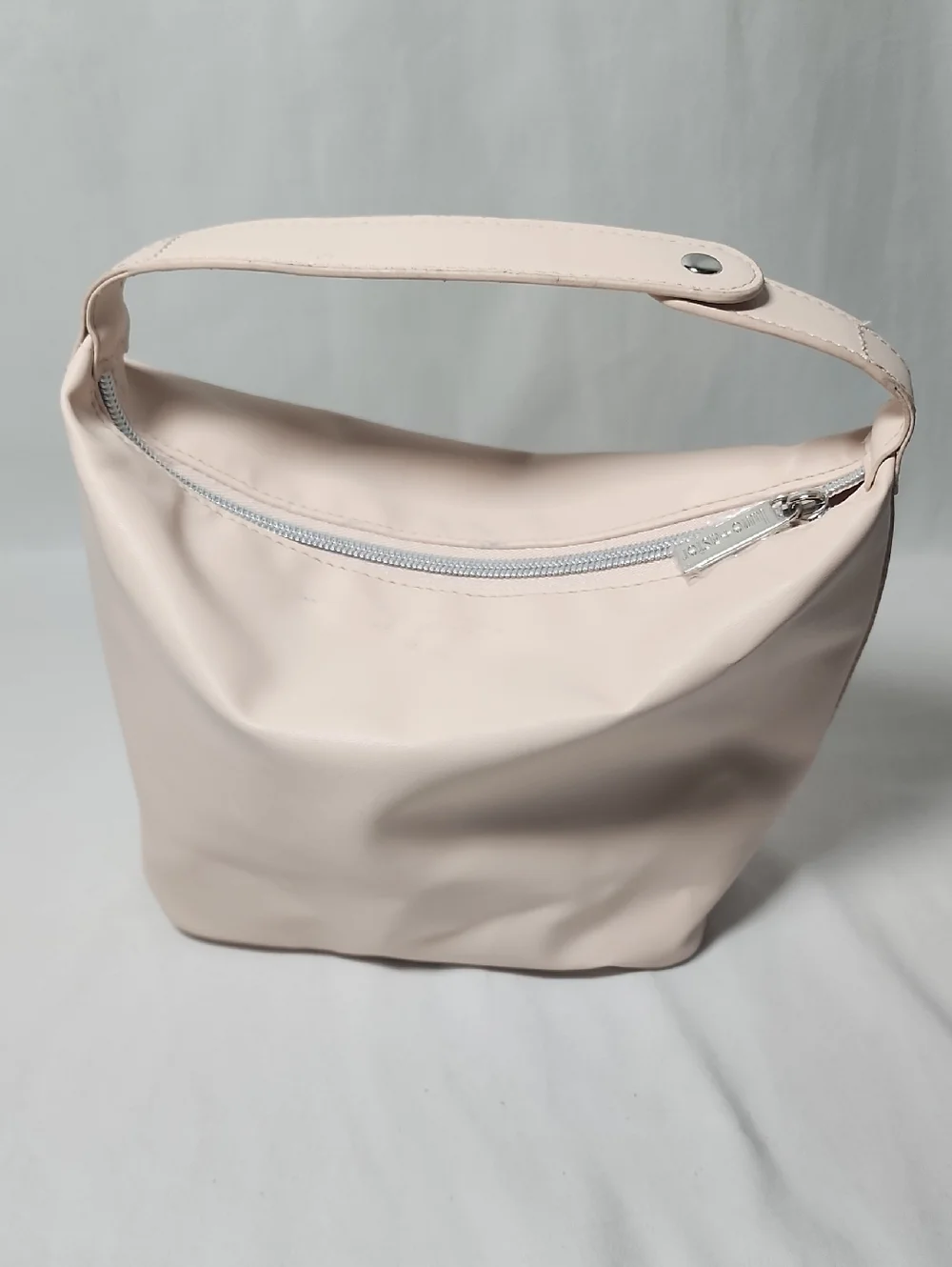 Pale Pink Cosmetic Pouch with Top Zip and Carry Strap